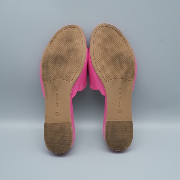 Bandalino Women's Pink Kayla Sandals Leather Scalloped Slide ‎ Size 8M - Picture 6 of 12